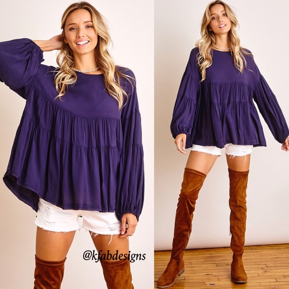 Tops - ❤️LAST ONE! Long Ballon Sleeve Ruffled and Tiered (Sleeves and Body)Tunic Top!